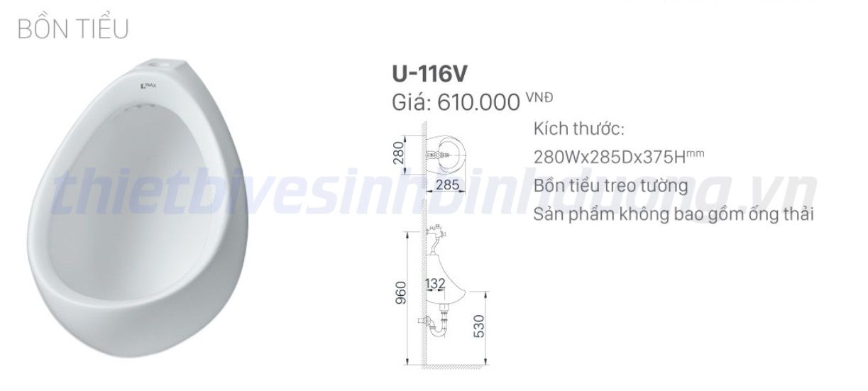Bồn tiểu nam Inax U-116V